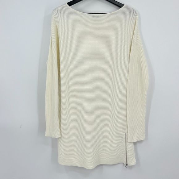 Women's Cream Sweater Size Med Ribbed Dressy - Picture 1 of 10